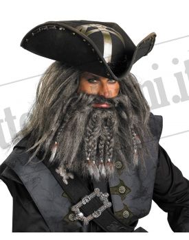 Parrucca con barba BLACK BEARD ufficiale Pirati dei Caraibi