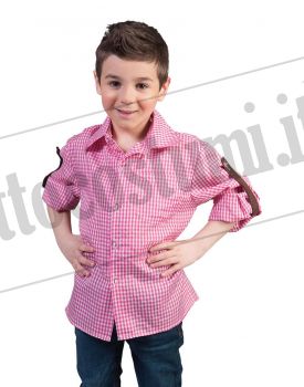 Camicia bavarese ROSA-BIANCO con laccio bambino