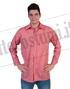 Camicia bavarese ROSSO-BIANCO uomo