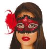 Maschera rossa con rosa rossa