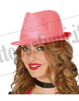 Fedora rosa in paillettes