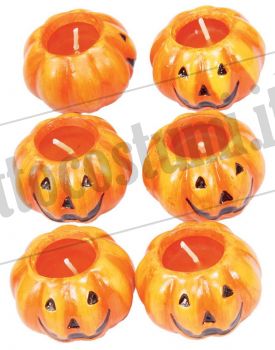 Confezione con 6 candele zucca