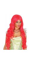 Parrucca lunga capelli mossi rosa