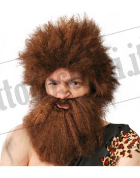 set di carnevale parrucca e baffi da uomo adulto afro riccia nera