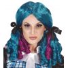 Parrucca azzurra con code e boccoli