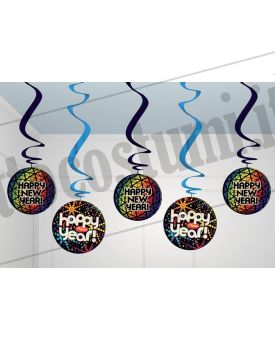 Confezione con 5 decorazioni Happy New Year da 60 cm 