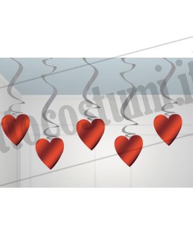 Confezione con 5 decorazioni CUORE 60 cm