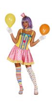 COSTUME CLOWN CARNEVALE BAMBINA VESTITO GUIRCA PAGLIACCIA COLORATA  PAGLIACCIO