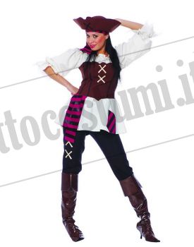 COSTUME CARNEVALE PIRATESSA ADULTA VESTITO GUIRCA PIRATA DEI MARI