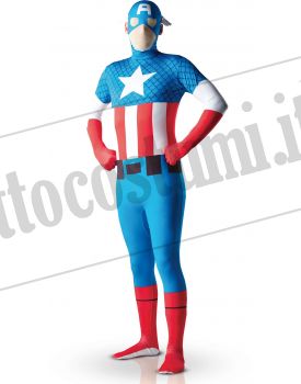 Costume da CAPITAN AMERICA tuta 2nd Skin adulto