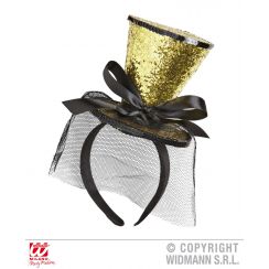 Cappellino glitter oro veletta