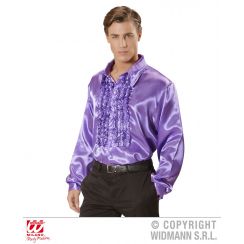 Camicia con volant in raso viola XL