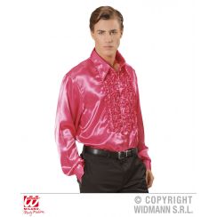 Camicia con volant in raso rosa