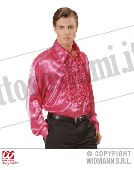 Camicia con volant in raso rosa