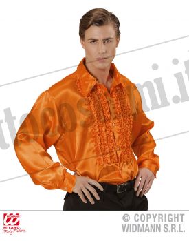 Camicia con volant in raso arancione