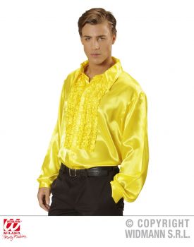 Camicia con volant in raso giallo