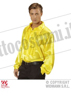 Camicia con volant in raso giallo XL