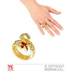 Anello SERPENTE ORO con strass e occhi gemma rossa