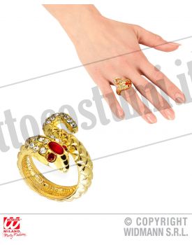 Anello SERPENTE ORO con strass e occhi gemma rossa