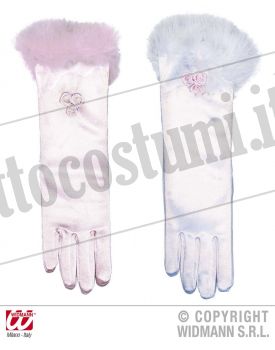 Guanti bambina LUNGHI IN SATIN con marabou