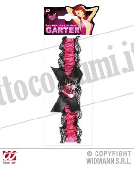 Giarrettiera FUCSIA CON FIOCCO E GEMMA CUORE FUCSIA