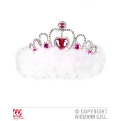 Tiara GIRLS NIGHT OUT con gemme fucsia e marabou bianco