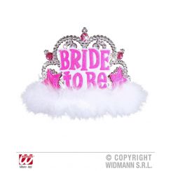 Tiara BRIDE TO BE con GEMME fucsia e MARABOU bianco