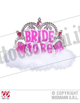 Tiara BRIDE TO BE con GEMME fucsia e MARABOU bianco