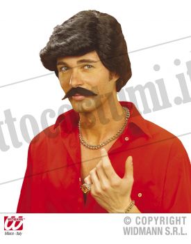 NUOVO DA UOMO GRIGIO SCURO Casanova Parrucca con baffi anni '70 ANNI 80 Costume 